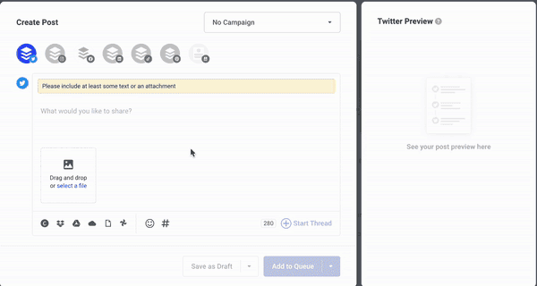 GIF of how to use the URL shortener in Buffer.