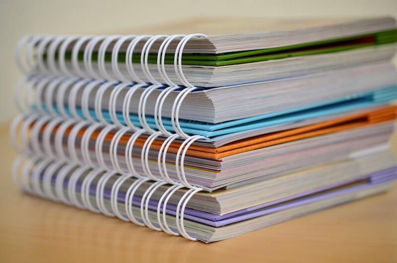 Binders on a table