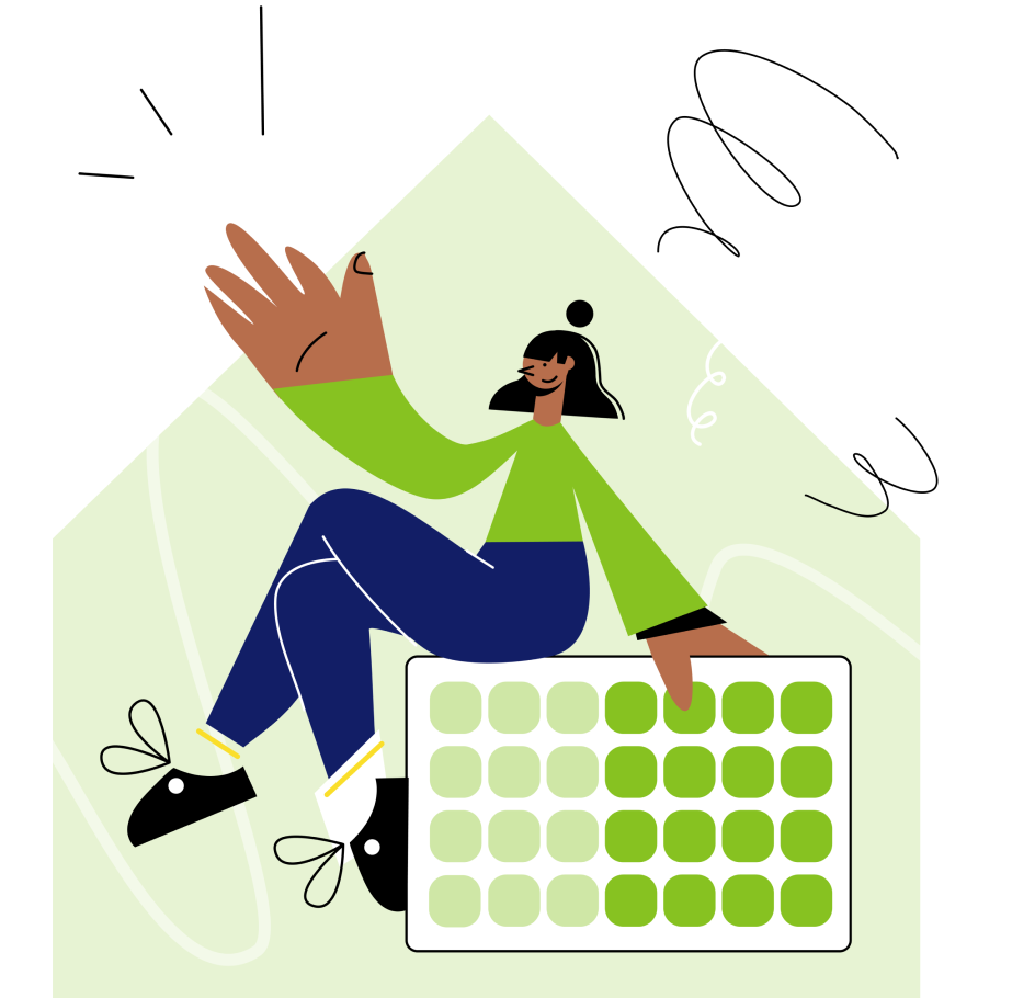 A girl feeling happy while working