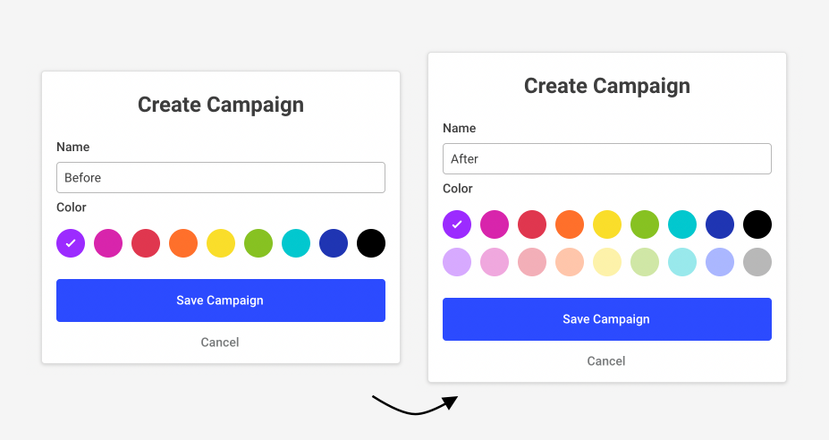 Image of the new colours available in Buffer